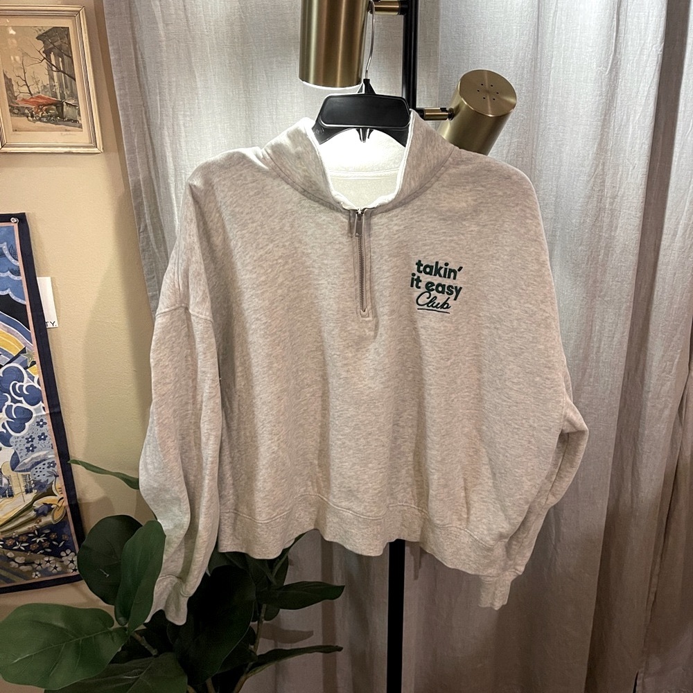 No brand pullover vintage‎ 80s humor embroidered take it easy Neck xl loose fit